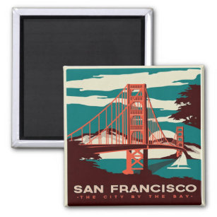 San Francisco Vintag Style Golden Gate Bridge Magnet