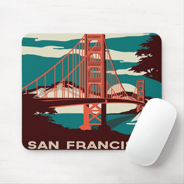 San Francisco Vintag Style Golden Gate Bridge Mousepad (Mit Mouse)