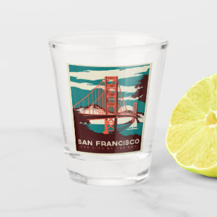 San Francisco Vintag Style Golden Gate Bridge  Schnapsglas