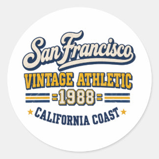 San Francisco Vintage Athletic Rundsticker Runder Aufkleber