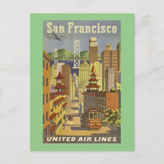 San    Francisco Vintage Reise Postkarte (Vorderseite)