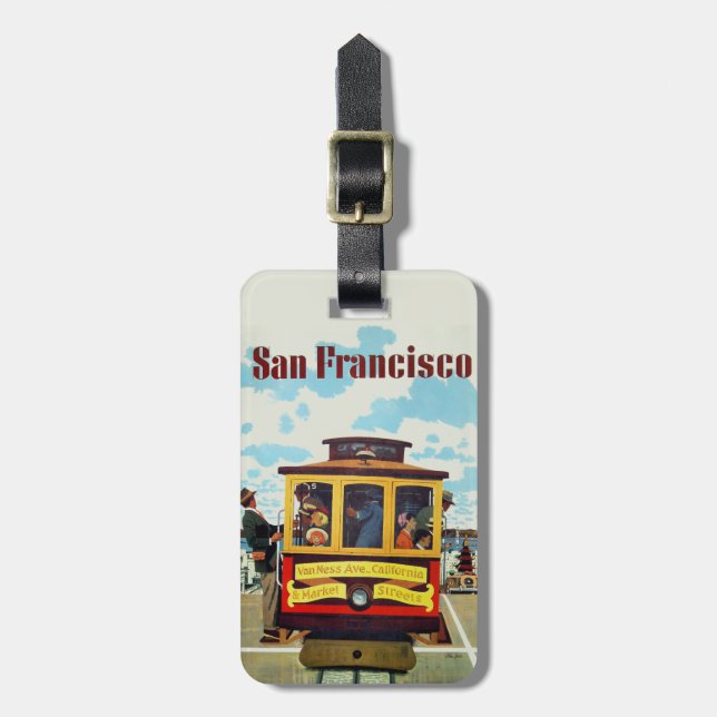 San Francisco Vintage Reisegepäck Gepäckanhänger (Vorderseite vertikal)