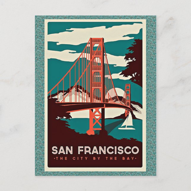 San Francisco Vintage Reiseplakat Postkarte (Vorderseite)