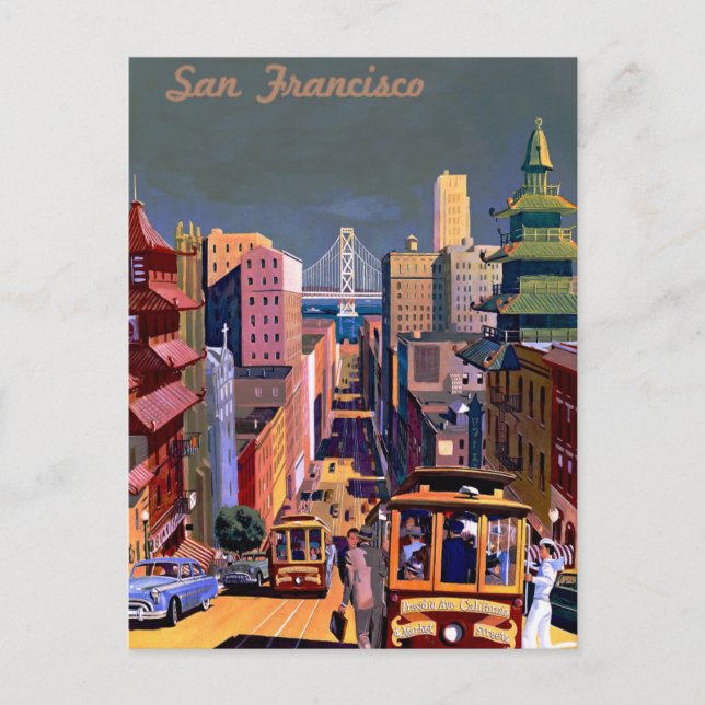 San Francisco Vintage Travel Postkarte (Vorderseite)
