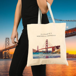 San Francisco Wasserfarben-Geburtstagswochenende Tragetasche