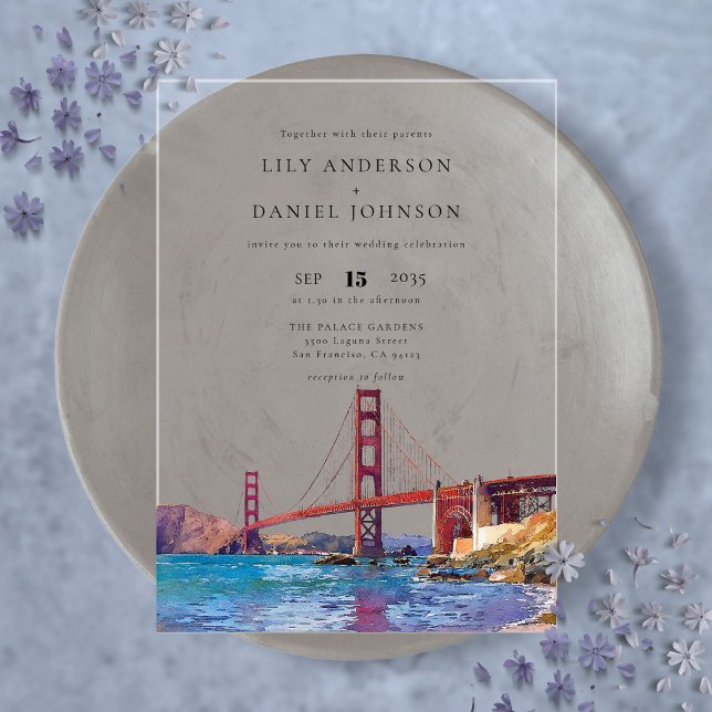 San Francisco Watercolor Destination Wedding Acryleinladungen (San Francisco Watercolor Destination Wedding Acrylic Invitations)