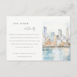 San Francisco Watercolor Landscape Wedding Details Begleitkarte