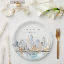 San Francisco Watercolor Landscape Wedding Pappteller