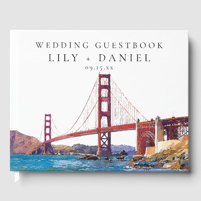 San Francisco Watercolor Wedding Gästebuch (Vorderseite)