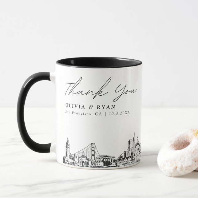 San Francisco Wedding Custom Personalisiert Coffee Tasse (Mit Donut)
