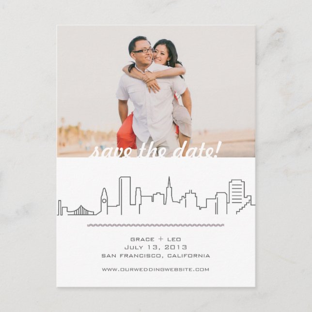 San Francisco Wedding Save the Date with Foto Ankündigungspostkarte (Vorderseite)