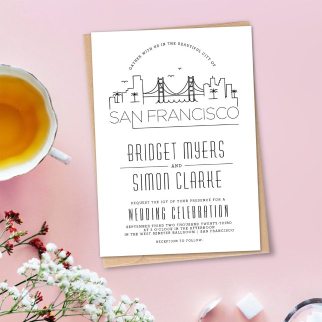 San Francisco Wedding | Stylisierte Skyline InvitE Einladung (Von Creator hochgeladen)