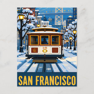San Francisco Winter Cable Car Kalifornien Postkarte