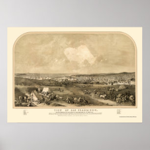 San Francsico, CA Panorama Karte - 1851 Poster