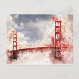 San Fransisco Golden Gate Bridge Aquarell Postkarte