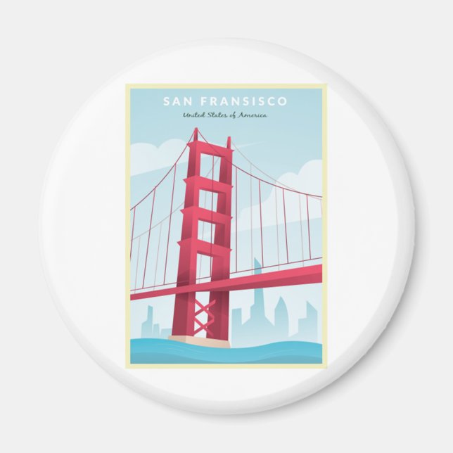San Fransisco, USA - Vintage Travel Poster Magnet (Vorne)