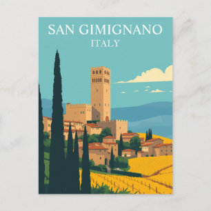 San Gimignano, Italien Mittelalterliche Vintage Ku Postkarte