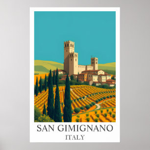 San Gimignano Italien Vintage Reise Kunst Poster