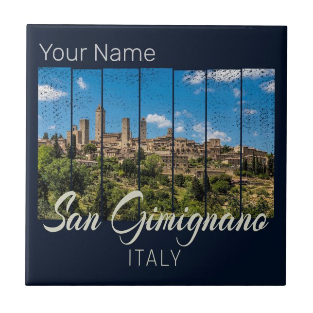 San Gimignano Toskana Italien Vinodine Panoramasic Fliese (Vorderseite)