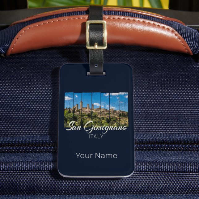 San Gimignano Toskana Italien Vinodine Panoramasic Gepäckanhänger (Vorderseite Insitu 2)