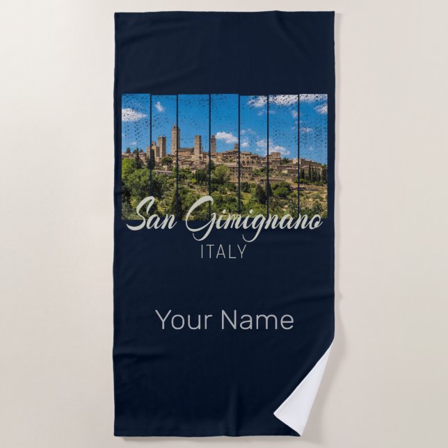 San Gimignano Toskana Italien Vinodine Panoramasic Strandtuch (Vorderseite)