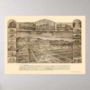 San Jacinto, panoramische Karte CAs - 1886 Poster