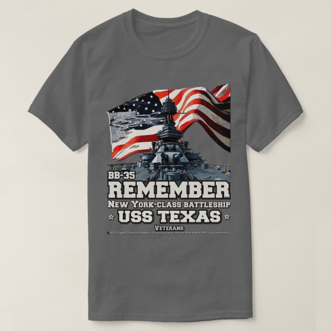 San Jacinto USS TEXAS US BB35 Battleship T-Shirt (Design vorne)
