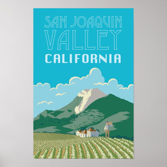 San Joaquin Valley Kalifornien Reiseplakat Poster (Vorne)
