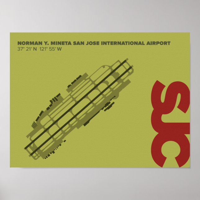 San Jose Airport (SJC) Diagramm Poster (Vorne)