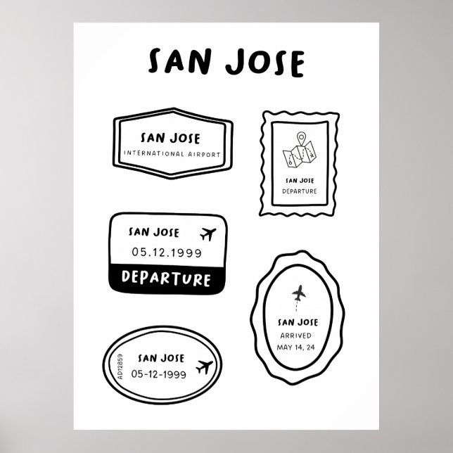 San Jose - Briefmarke Collection | Minimalistisch  Poster (Vorne)