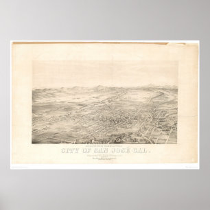 San Jose, CA. Panoramakarte 1869 (1559A) Poster