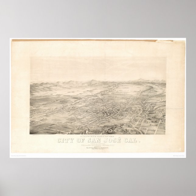 San Jose, CA. Panoramakarte 1869 (1559A) Poster (Vorne)