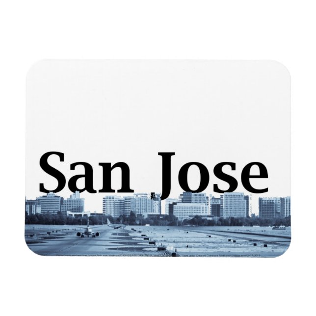 San Jose CA Skyline mit San Jose im Himmel Magnet (Horizontal)