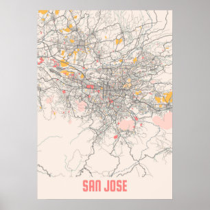 San Jose - Califonia Chalk City Map Poster