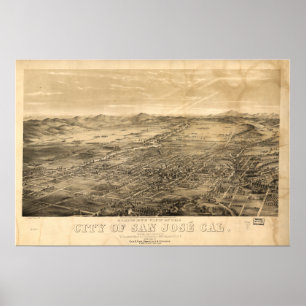 San Jose California 1869 Panoramakarte Poster