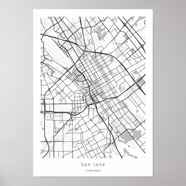 San Jose California Moderne Minimal City Street Ka Poster (Vorne)