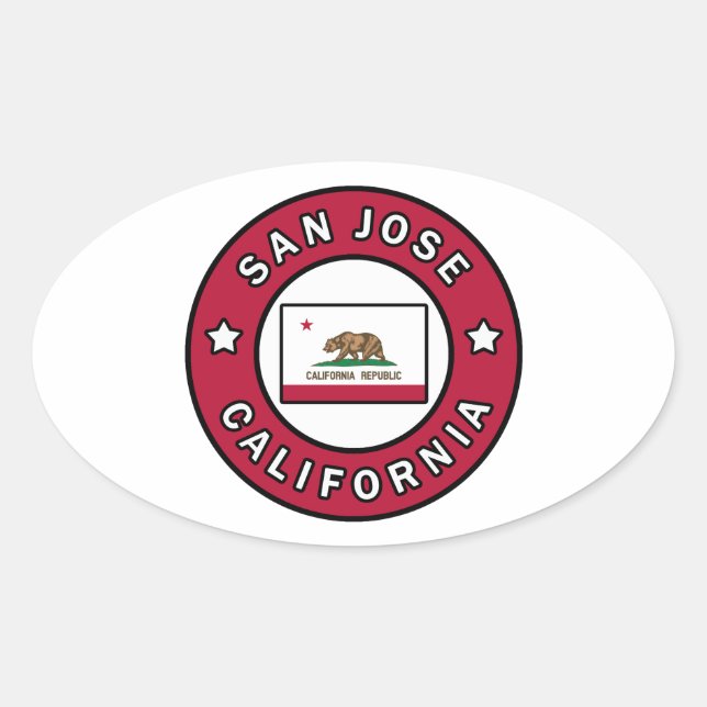 San Jose California Ovaler Aufkleber (Vorderseite)