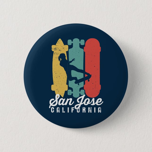 San Jose California Skater Girl Skateboarding Button (Vorderseite)