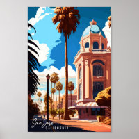 San Jose California Vintage Illustration