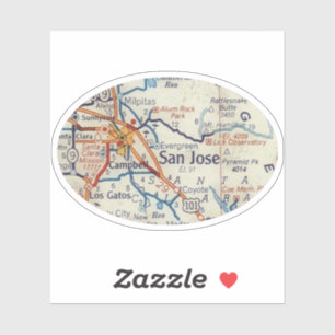 San Jose California Vintage Karte Aufkleber