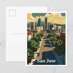 San José California Vintage Travel Illustration Postkarte