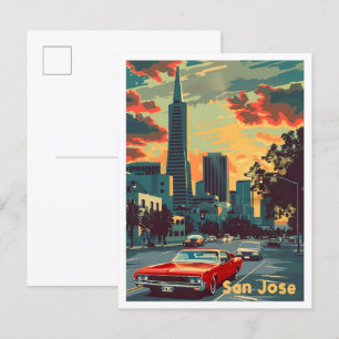 San José California Vintage Travel Illustration Postkarte