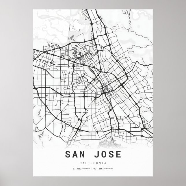 San Jose City Map Poster (Vorne)