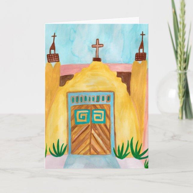 San Jose de Gracia Watercolor New Mexico CUSTOM Karte (Vorderseite)