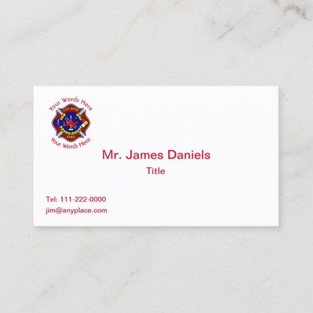 San Jose Fire Department Business Card Visitenkarte (Vorderseite)