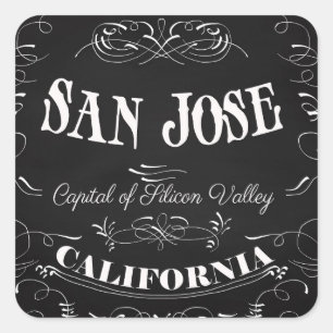 San Jose, Kalifornien - Hauptstadt des Silicon Val Quadratischer Aufkleber