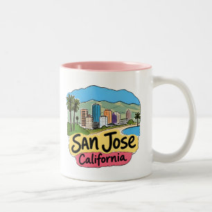 San Jose Kalifornien Süße Pastell-Skyline Zweifarbige Tasse