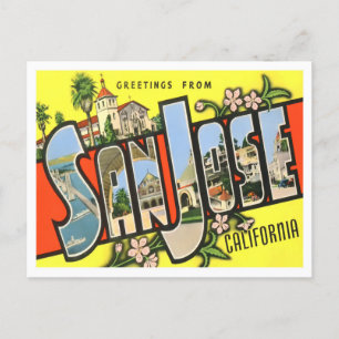 San Jose, Kalifornien Vintage Große Buchstaben Pos Postkarte