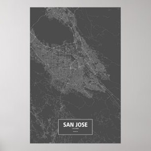 San Jose, Kalifornien (weiß auf schwarz) Poster