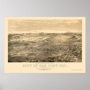 San Jose, panoramische Karte CAs - 1869 Poster